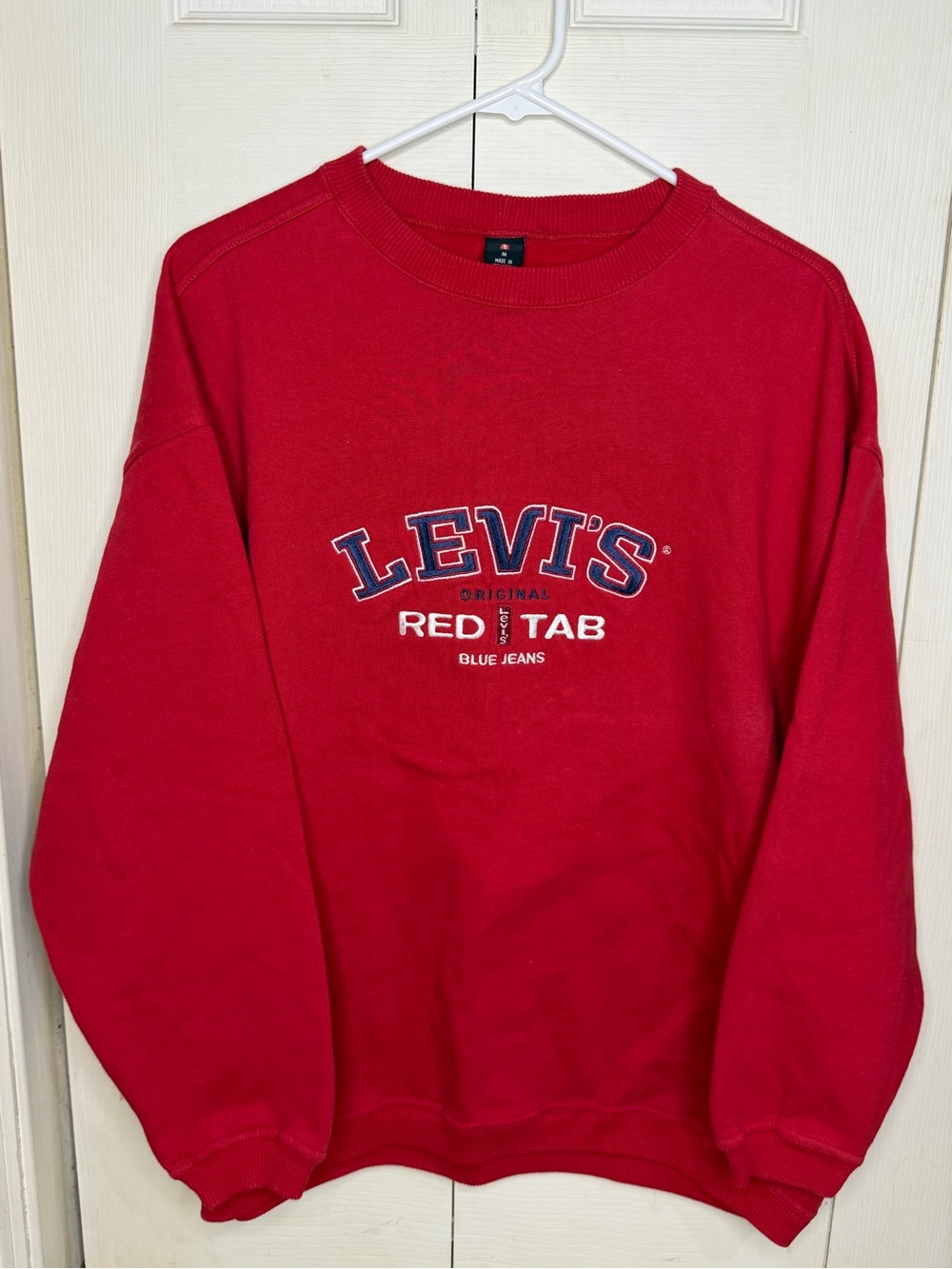 Levi's Red Crewneck Sweatshirt with Navy Logo